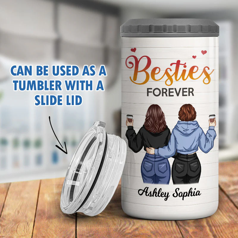 To My Bestie Back View Personalized 4 In 1 Can Cooler - Image 7