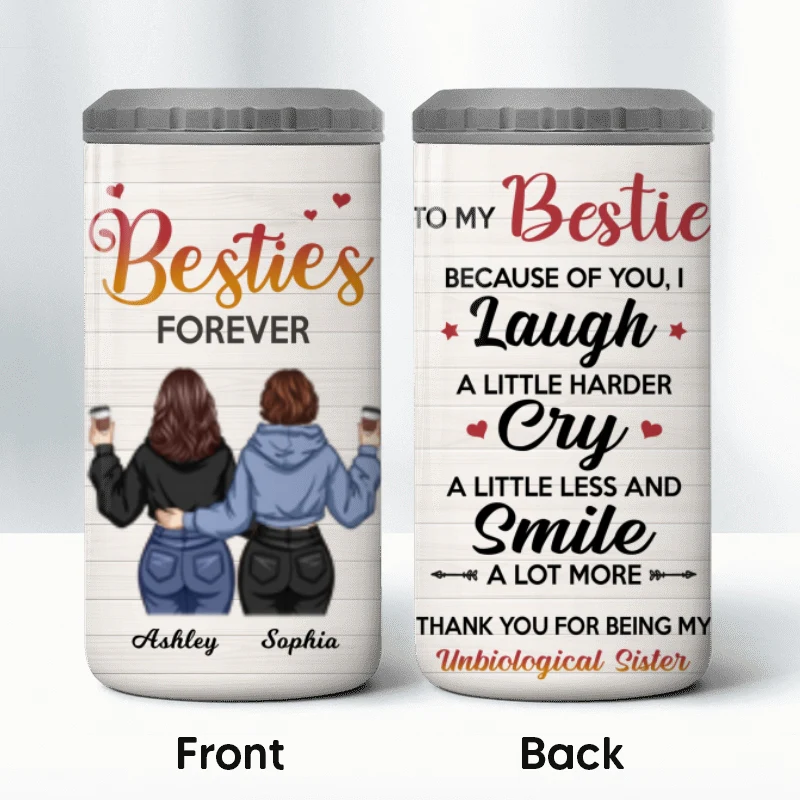 To My Bestie Back View Personalized 4 In 1 Can Cooler - Image 8