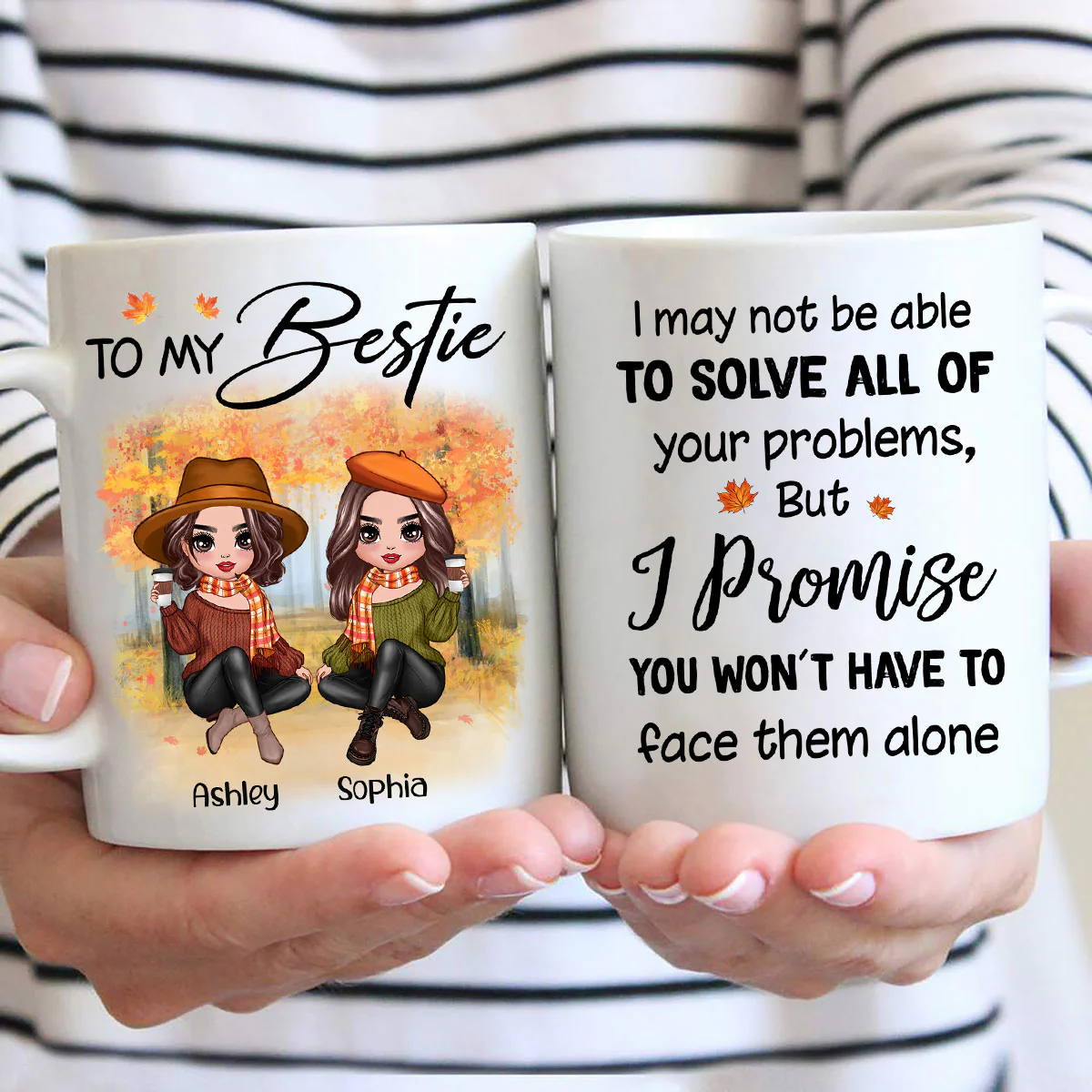 To My Bestie Fall Season Doll Besties Sitting Personalized Mug - Image 2