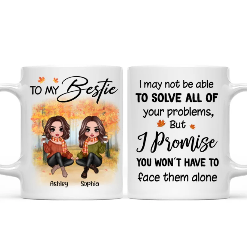 To My Bestie Fall Season Doll Besties Sitting Personalized Mug - Image 3