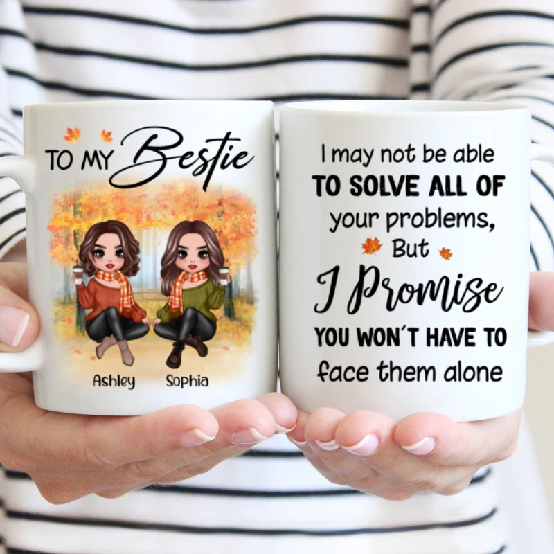 To My Bestie Fall Season Doll Besties Sitting Personalized Mug - Image 4