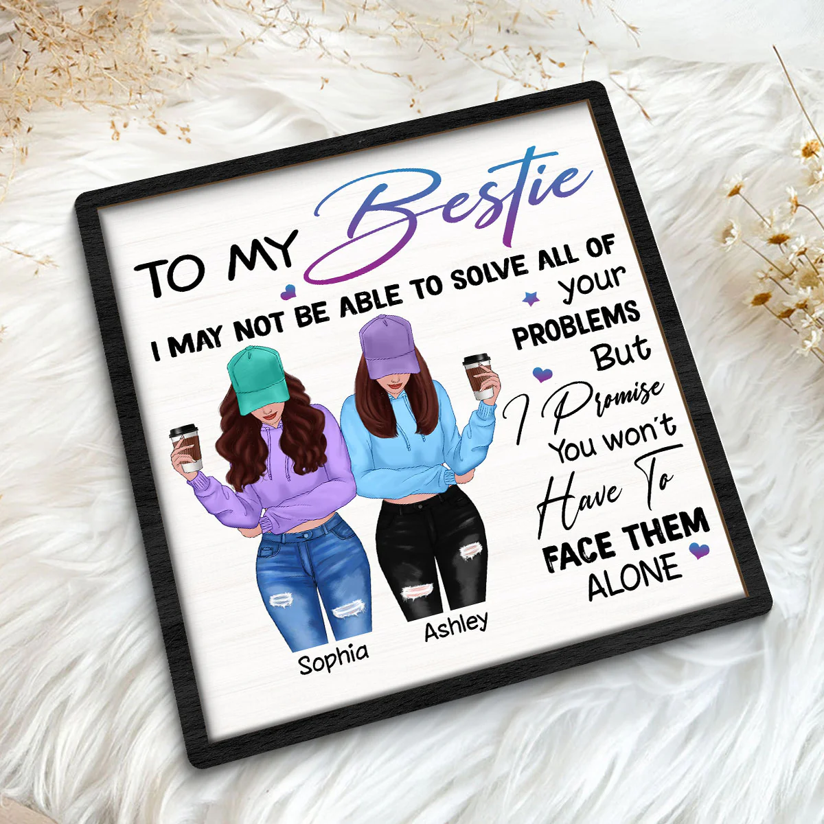 To My Bestie Front View Personalized 2-layer Wooden Plaque - Image 6