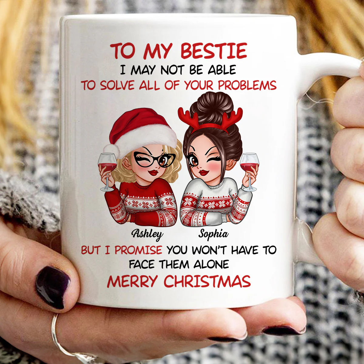 To My Bestie Sassy Girls Personalized Mug, Funny Christmas Gift For Sisters - Image 2