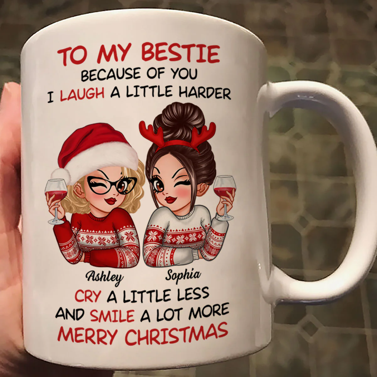 To My Bestie Sassy Girls Personalized Mug, Funny Christmas Gift For Sisters - Image 3