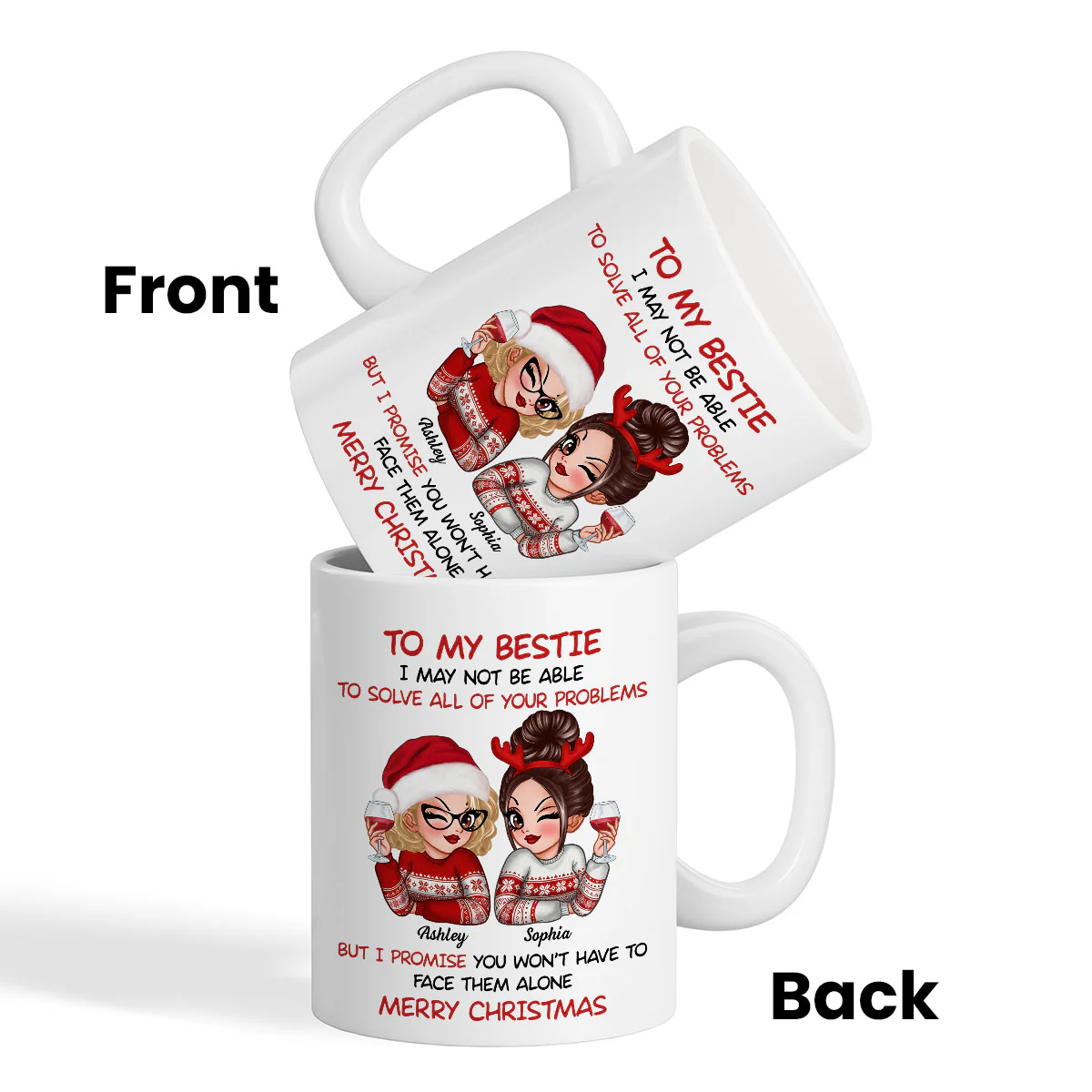 To My Bestie Sassy Girls Personalized Mug, Funny Christmas Gift For Sisters - Image 4