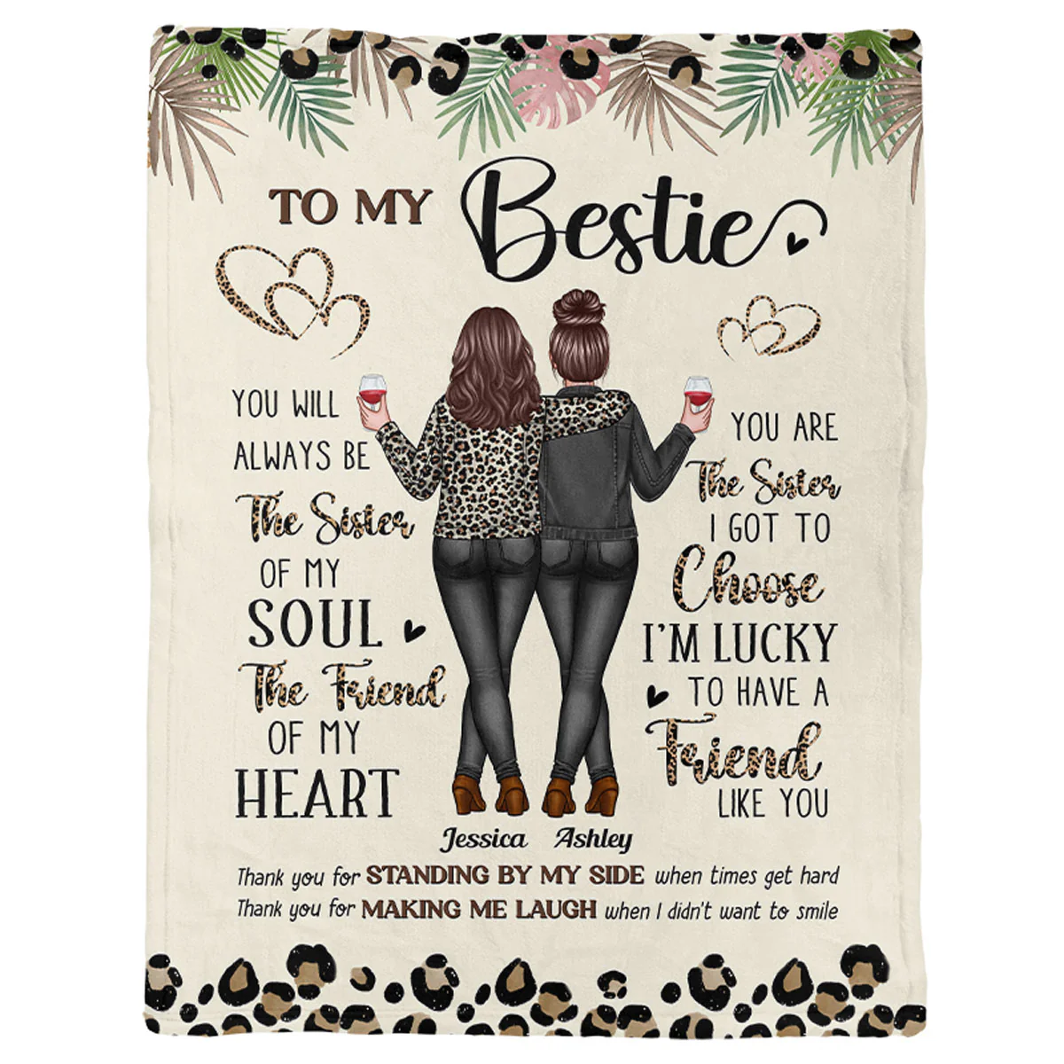 To My Bestie Thank You For Standing By My Side Friendship Personalized Fleece Blanket - Image 2