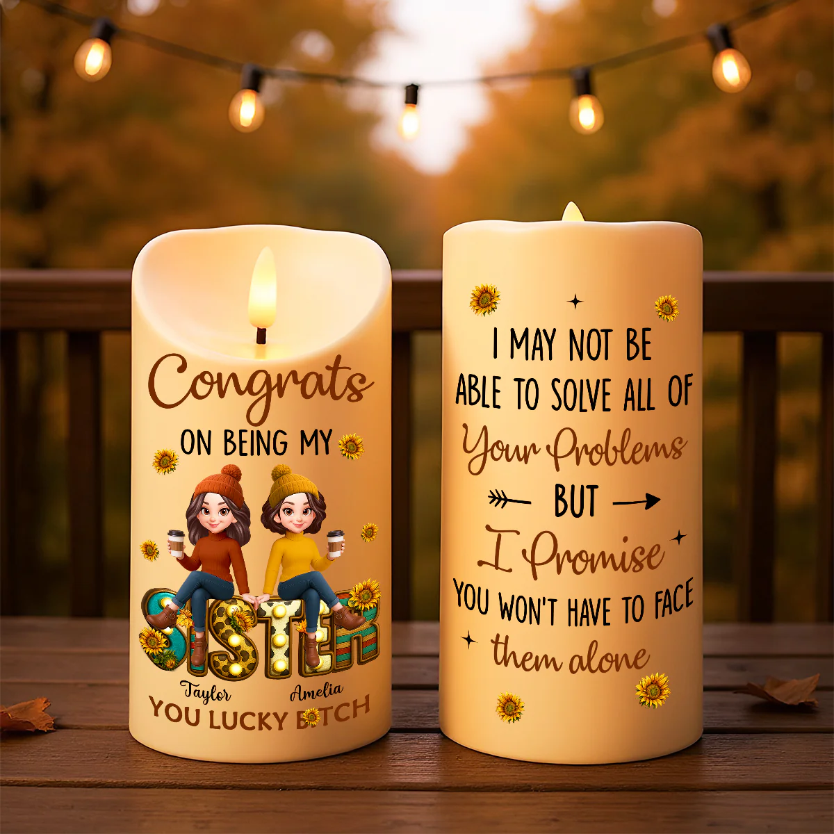 To My Bestie Western Fall Vibe Personalized LED Candle - Image 6