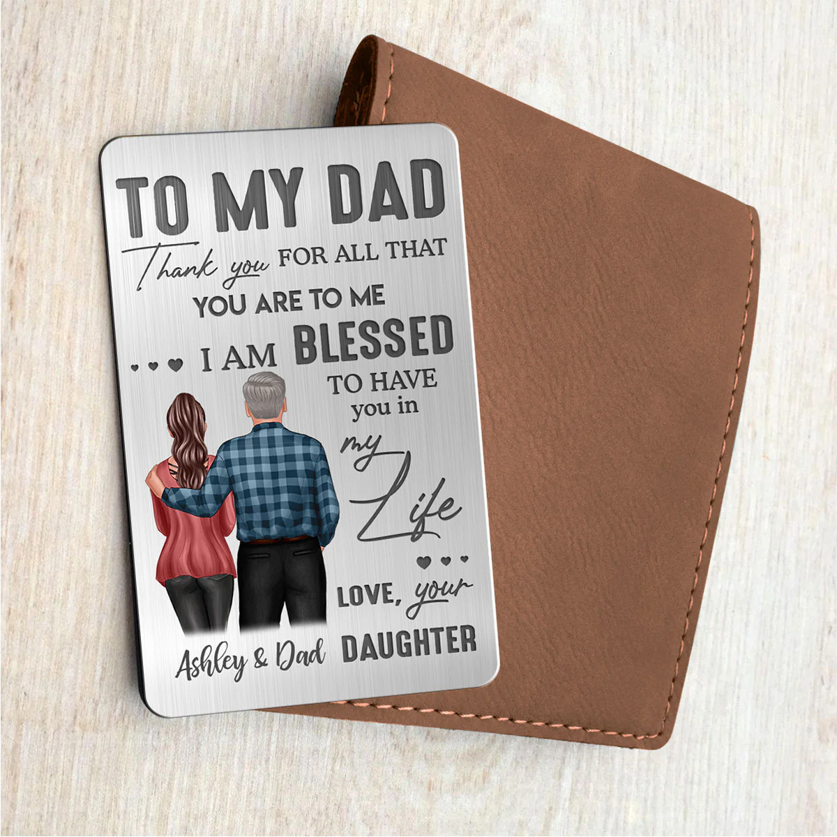 To My Dad From Daughter Son Personalized Metal Wallet Card - Image 4