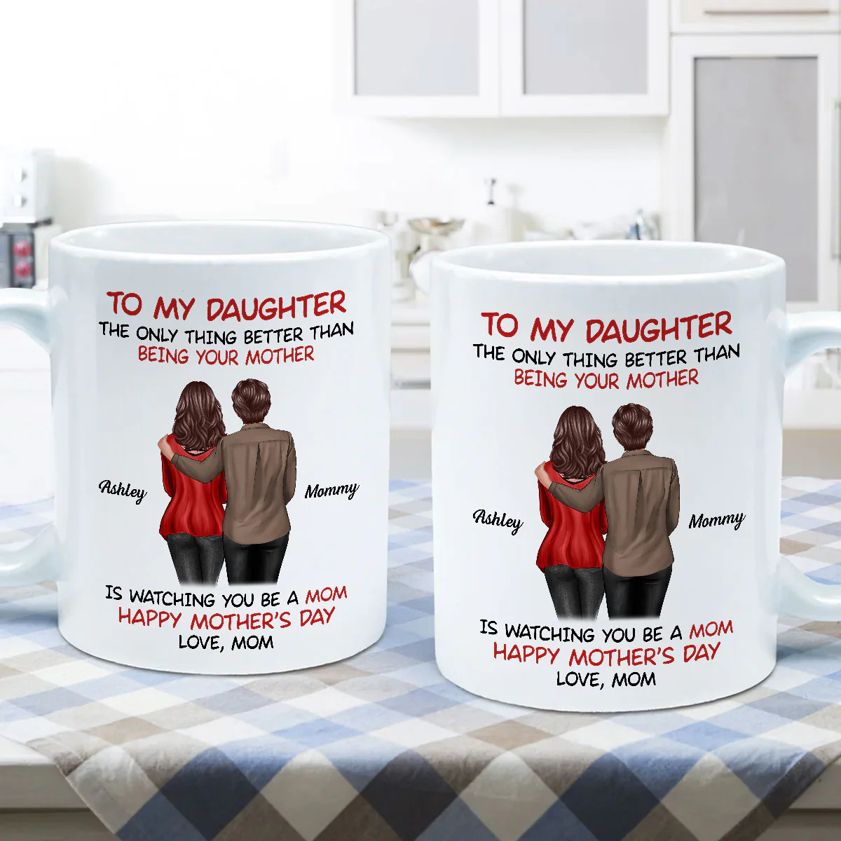 To My Daughter Happy Mother‘s Day Back View Mom Daughter Personalized Mug - Image 5