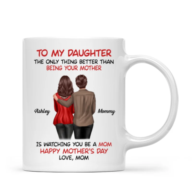 To My Daughter Happy Mother‘s Day Back View Mom Daughter Personalized Mug - Image 6