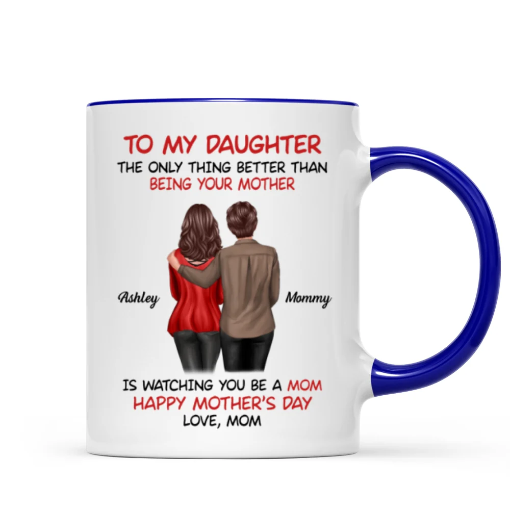 To My Daughter Happy Mother‘s Day Back View Mom Daughter Personalized Mug - Image 8