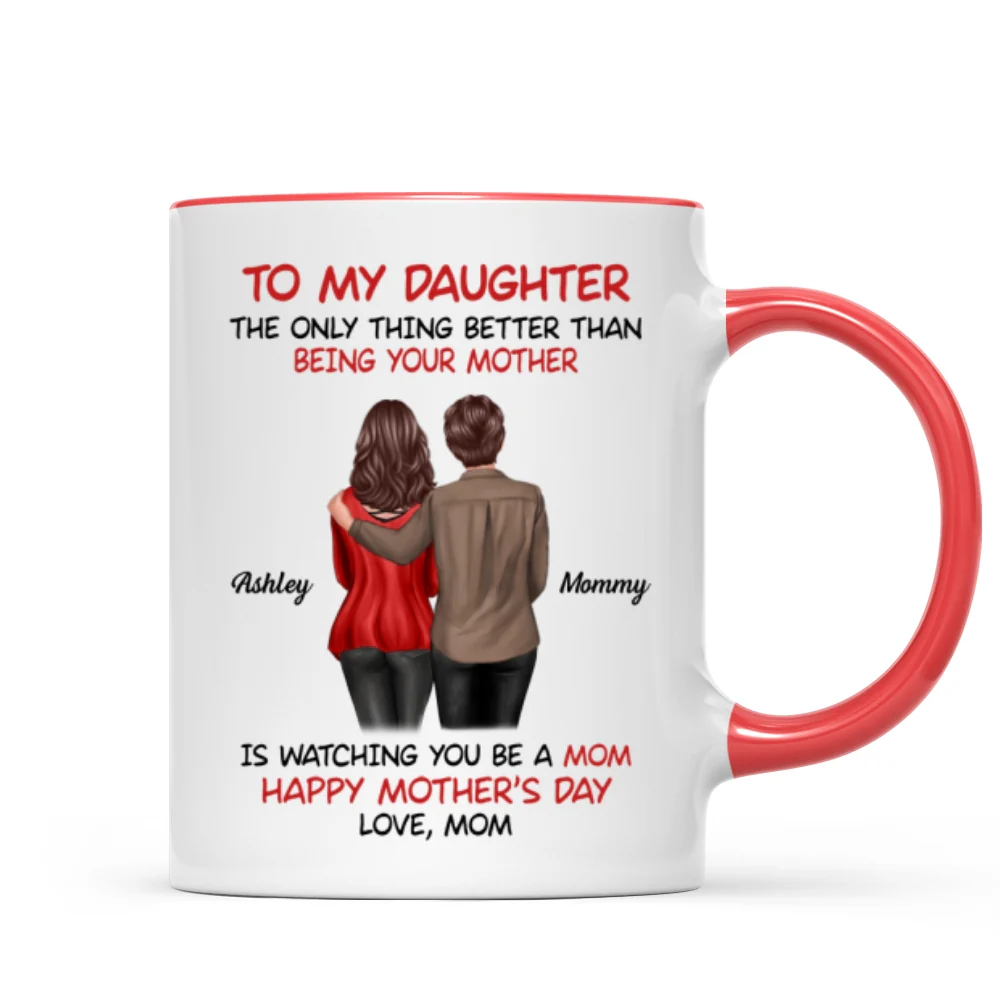 To My Daughter Happy Mother‘s Day Back View Mom Daughter Personalized Mug - Image 9