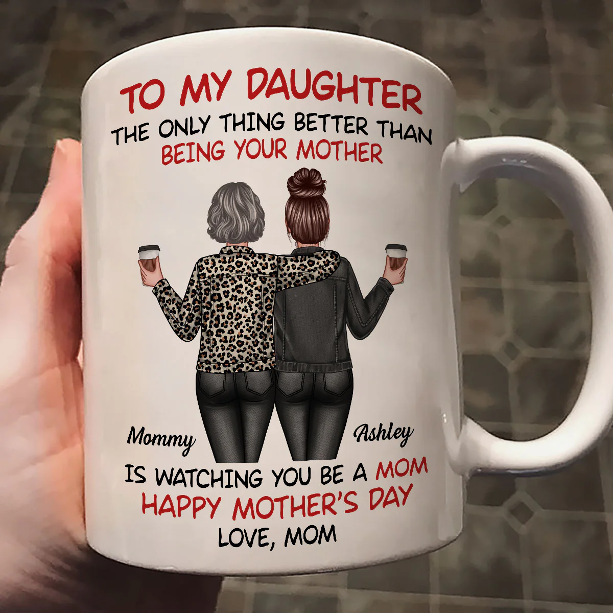 Watching My Daughter Being a Mom Personalized Mug, Heartfelt 2025 Gift For Daughter - Image 2