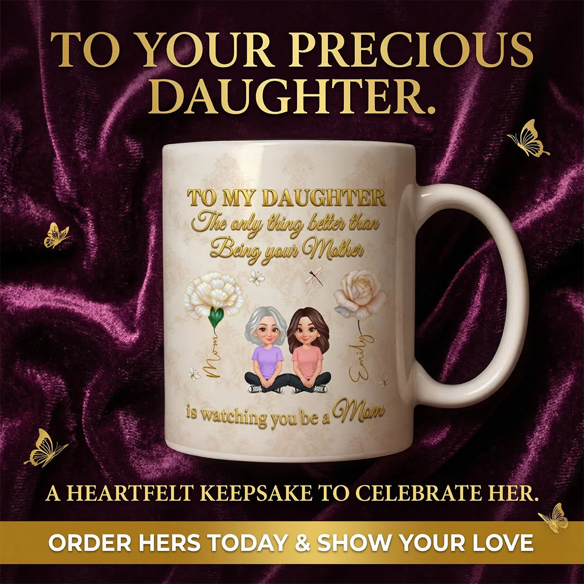 To My Daughter Custom Birth Month Flower - Personalized Mug - Heartfelt Mother's Day Gift For Daughter - Image 8