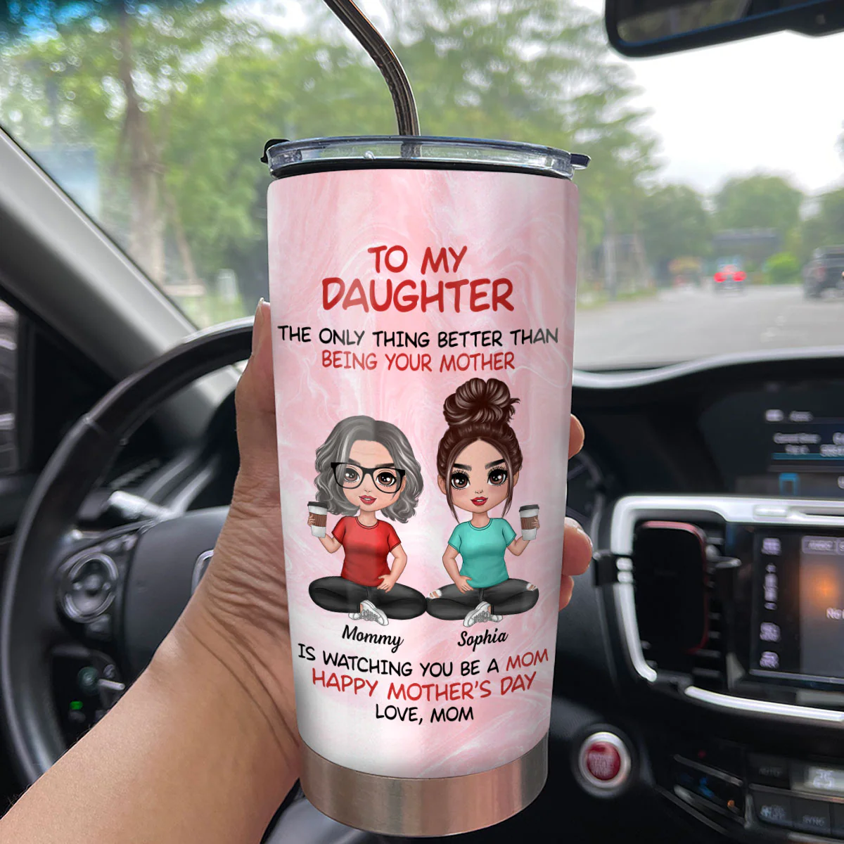 To My Daughter Doll Women Happy Mother‘s Day Personalized Tumbler - Image 3