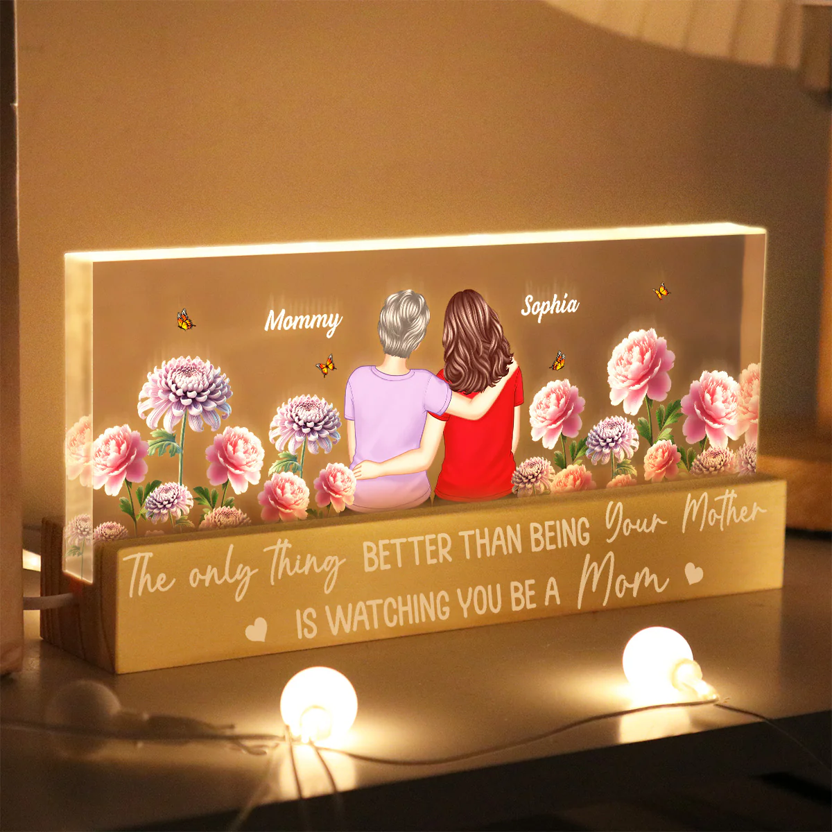 To My Daughter From Mom Birth Flower - Personalized Acrylic Block LED Night Light - Mother's Day Gift For Daughter - Image 3