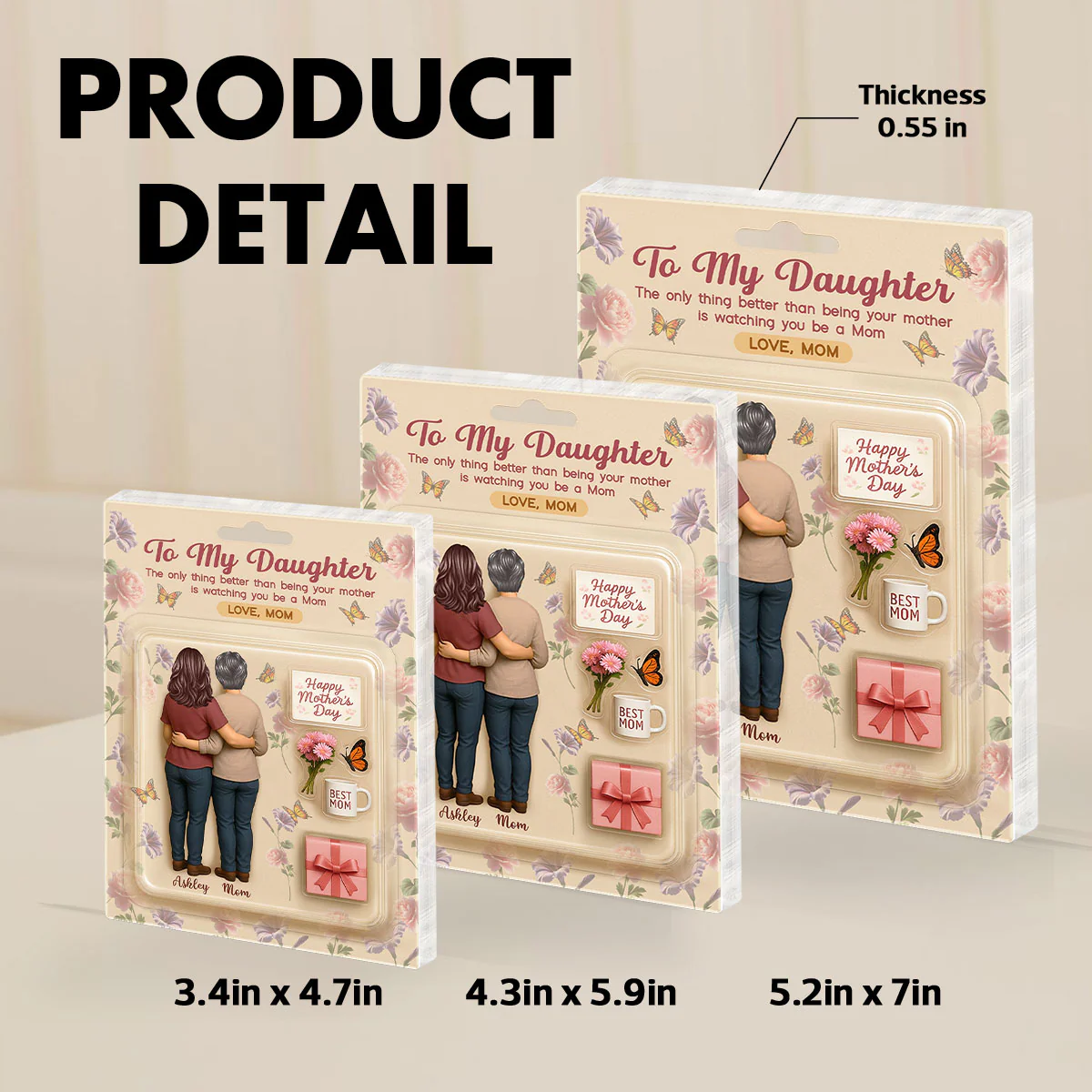 To My Daughter From Mom Birth Flowers Custom Figure Personalized Acrylic Block Plaque - Image 7