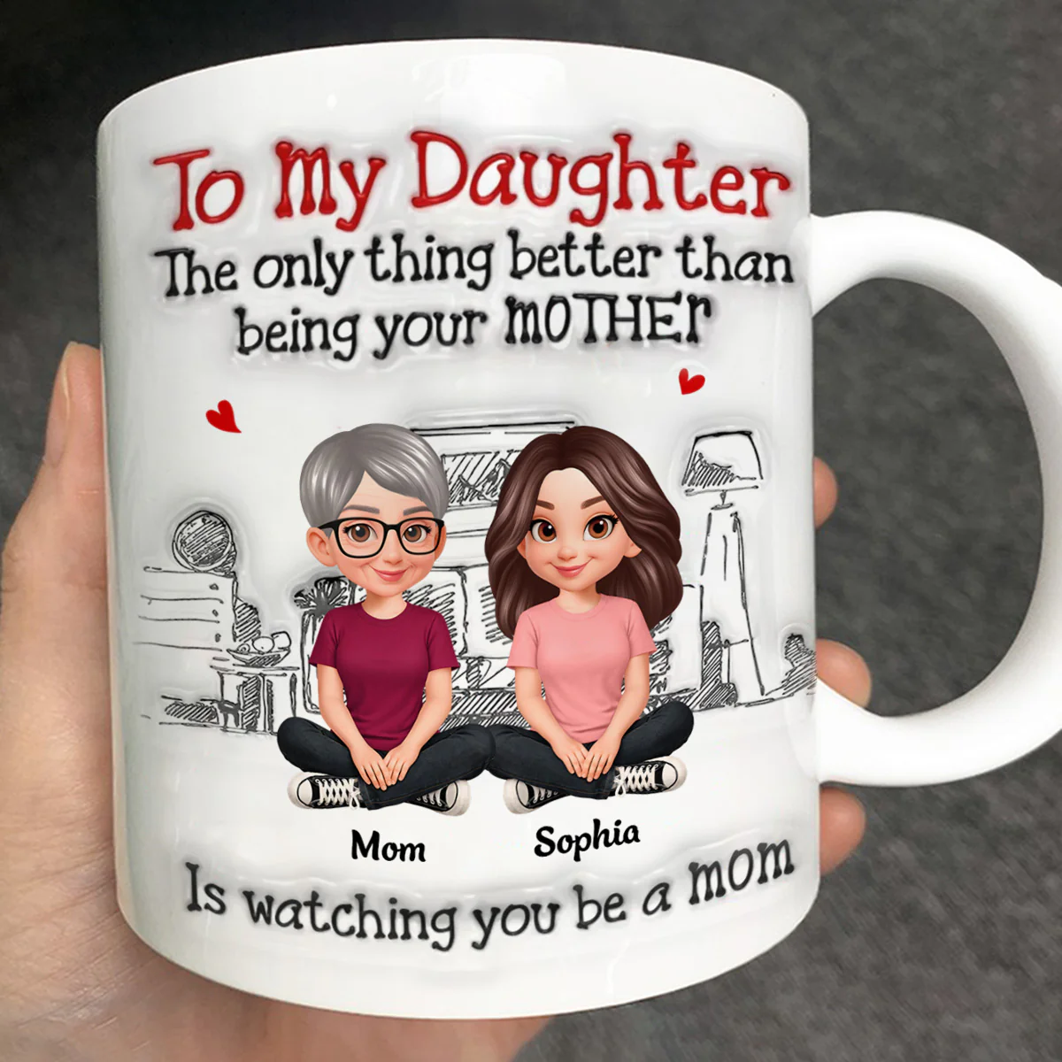 To My Daughter From Mom Dad 2D Flat - Personalized Mug - Heartfelt Mother's Day Gift For Daughter - Image 2