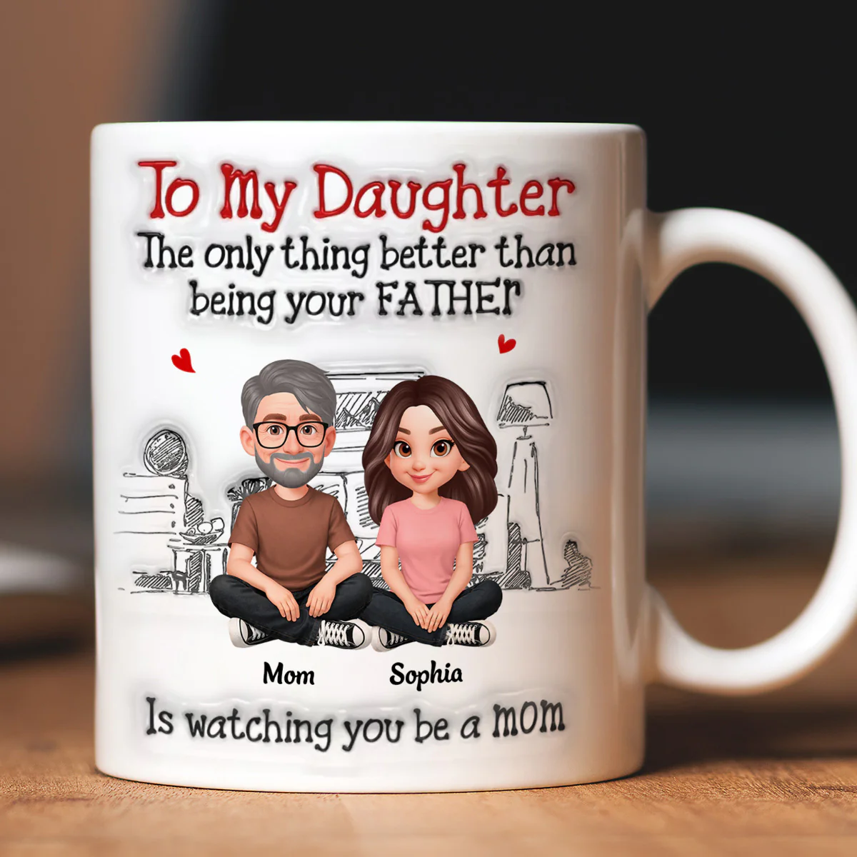 To My Daughter From Mom Dad 2D Flat - Personalized Mug - Heartfelt Mother's Day Gift For Daughter - Image 3