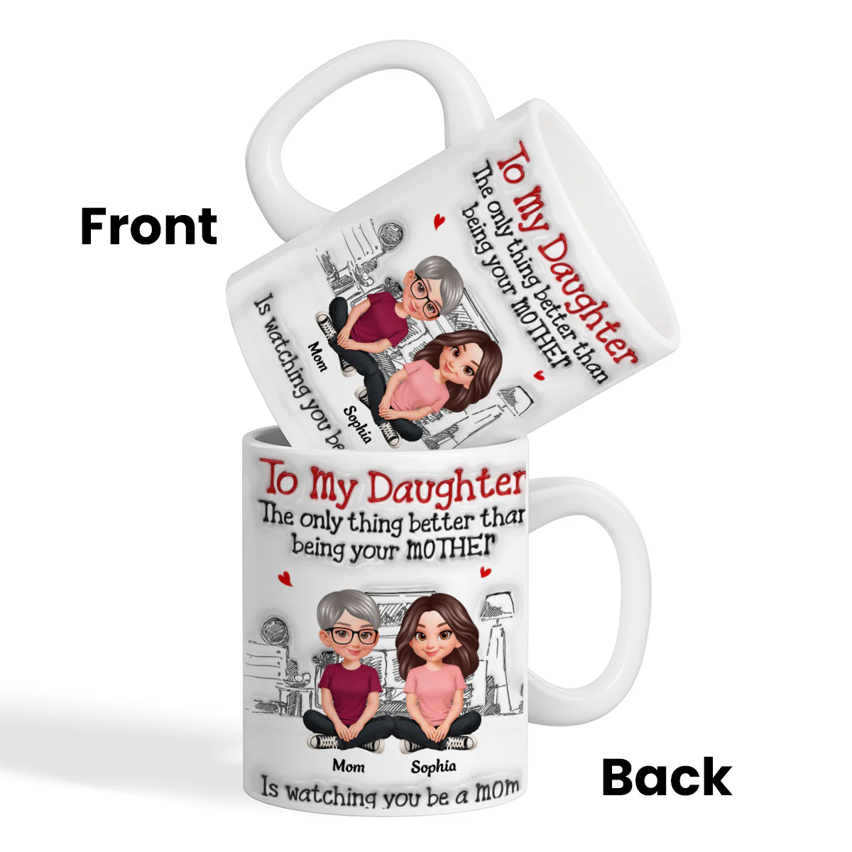 To My Daughter From Mom Dad 2D Flat - Personalized Mug - Heartfelt Mother's Day Gift For Daughter - Image 9
