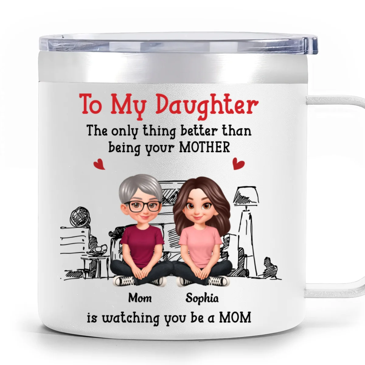 To My Daughter From Mom Dad - Personalized Tumbler With Handle - Heartfelt Mother's Day Gift For Daughter - Image 10
