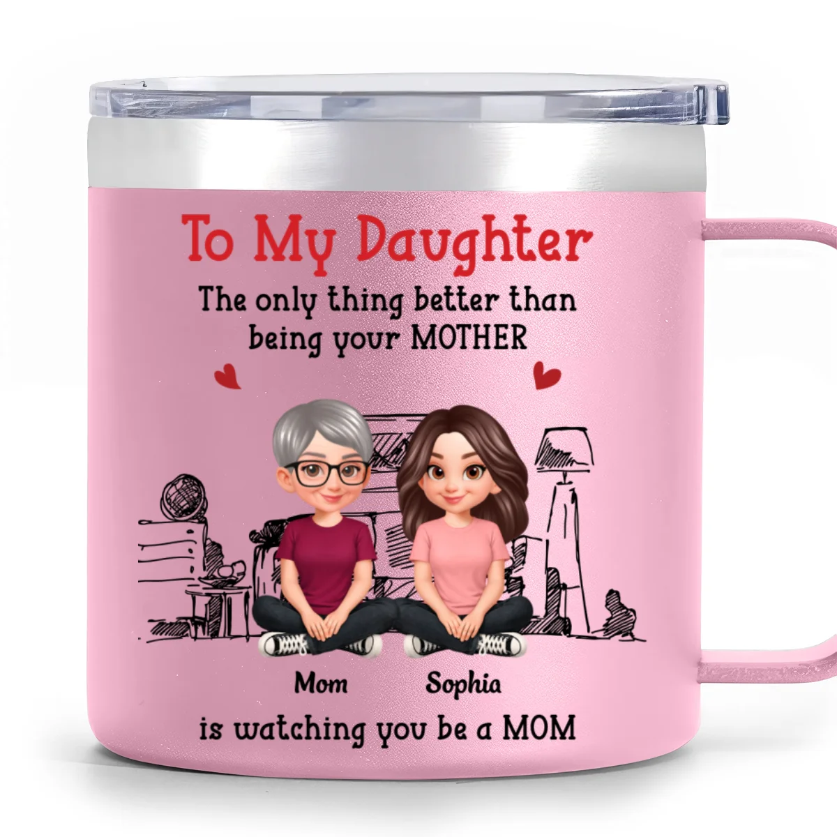 To My Daughter From Mom Dad - Personalized Tumbler With Handle - Heartfelt Mother's Day Gift For Daughter - Image 11