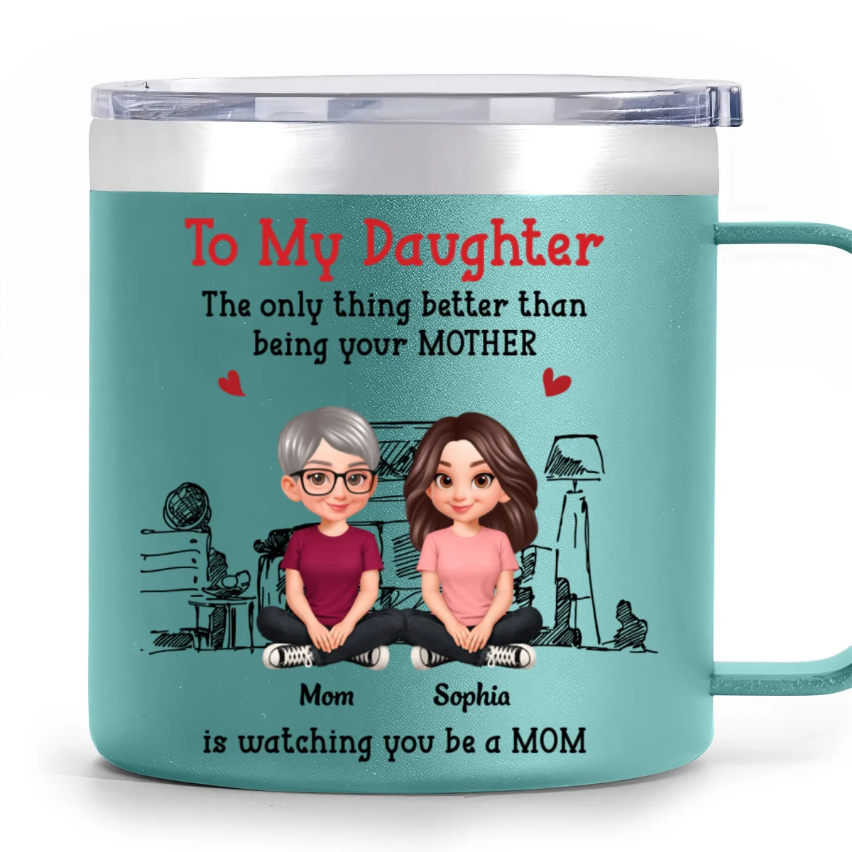 To My Daughter From Mom Dad - Personalized Tumbler With Handle - Heartfelt Mother's Day Gift For Daughter - Image 12