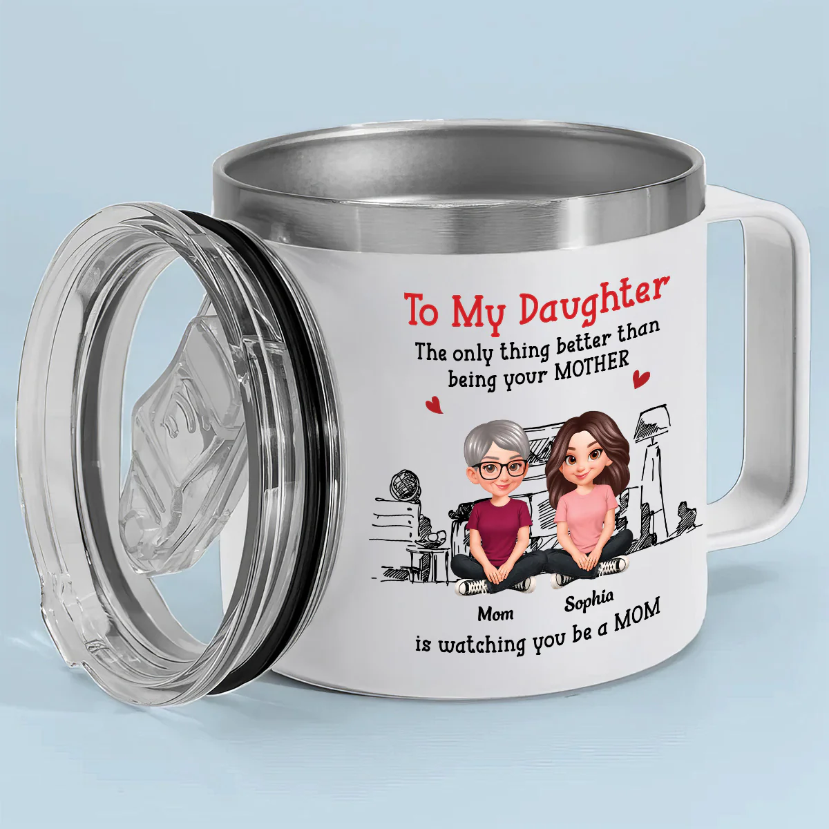 To My Daughter From Mom Dad - Personalized Tumbler With Handle - Heartfelt Mother's Day Gift For Daughter - Image 7