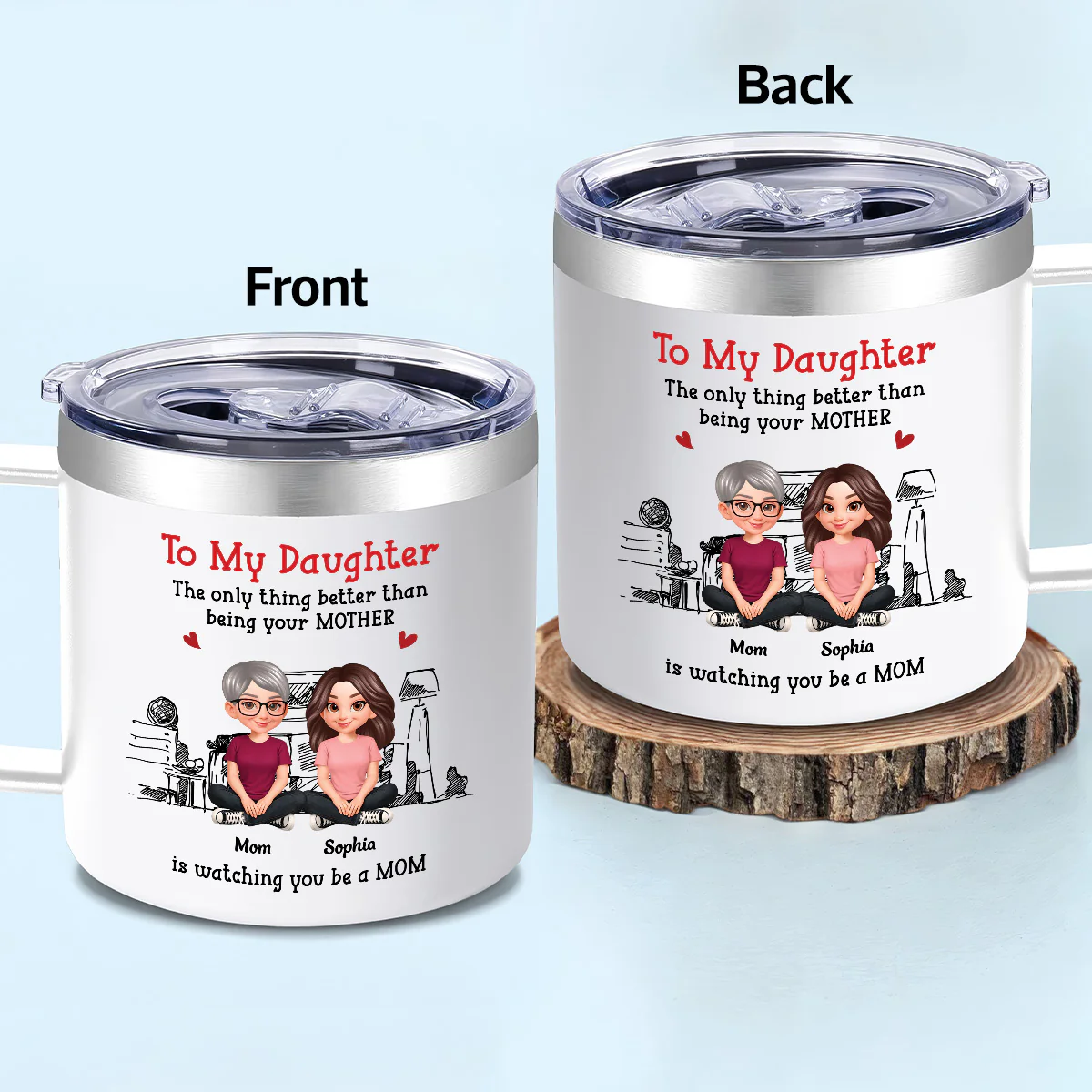 To My Daughter From Mom Dad - Personalized Tumbler With Handle - Heartfelt Mother's Day Gift For Daughter - Image 8