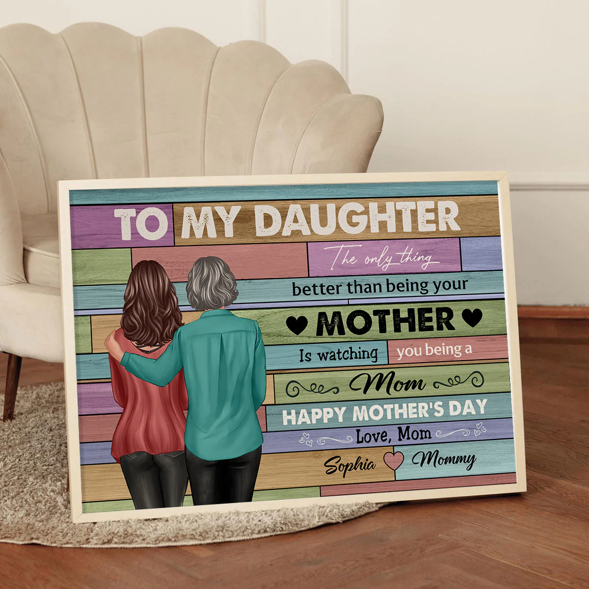 To My Daughter From Mom Happy Mother's Day Beautiful Color Palette Personalized Poster, Heartfelt Gift For Daughter - Image 2