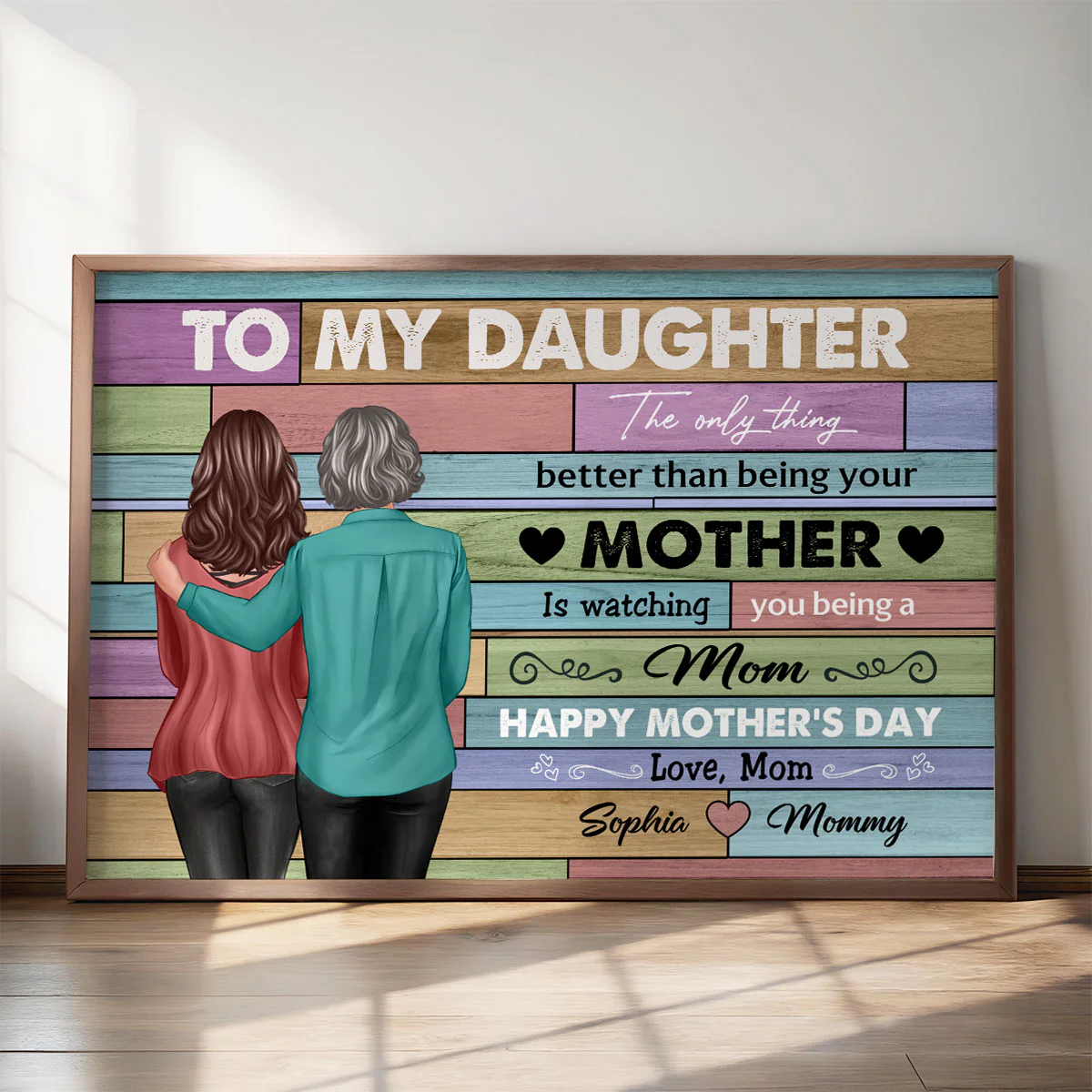 To My Daughter From Mom Happy Mother's Day Beautiful Color Palette Personalized Poster, Heartfelt Gift For Daughter - Image 3
