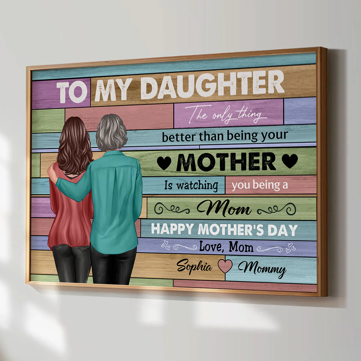 To My Daughter From Mom Happy Mother's Day Beautiful Color Palette Personalized Poster, Heartfelt Gift For Daughter - Image 4