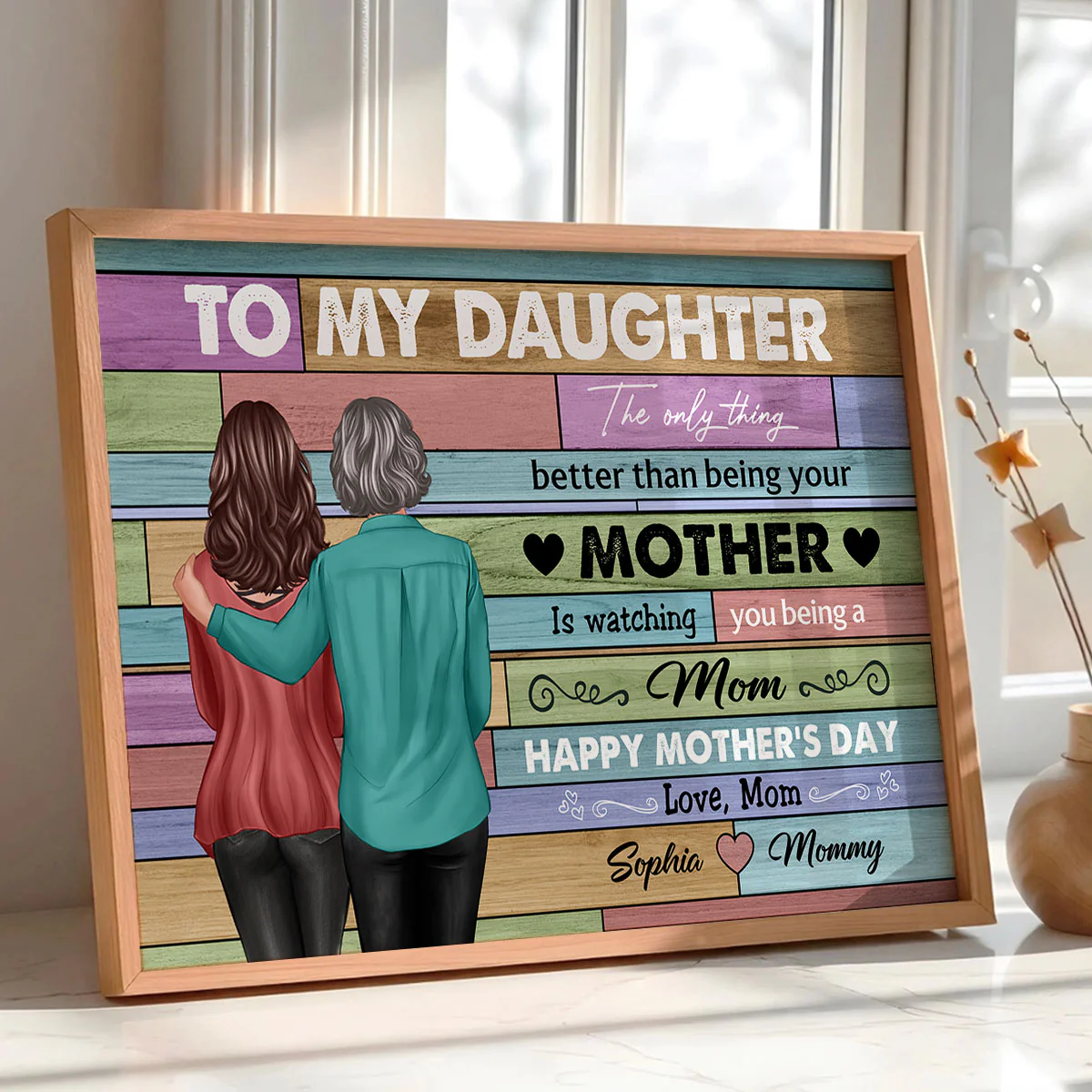 To My Daughter From Mom Happy Mother's Day Beautiful Color Palette Personalized Poster, Heartfelt Gift For Daughter - Image 5