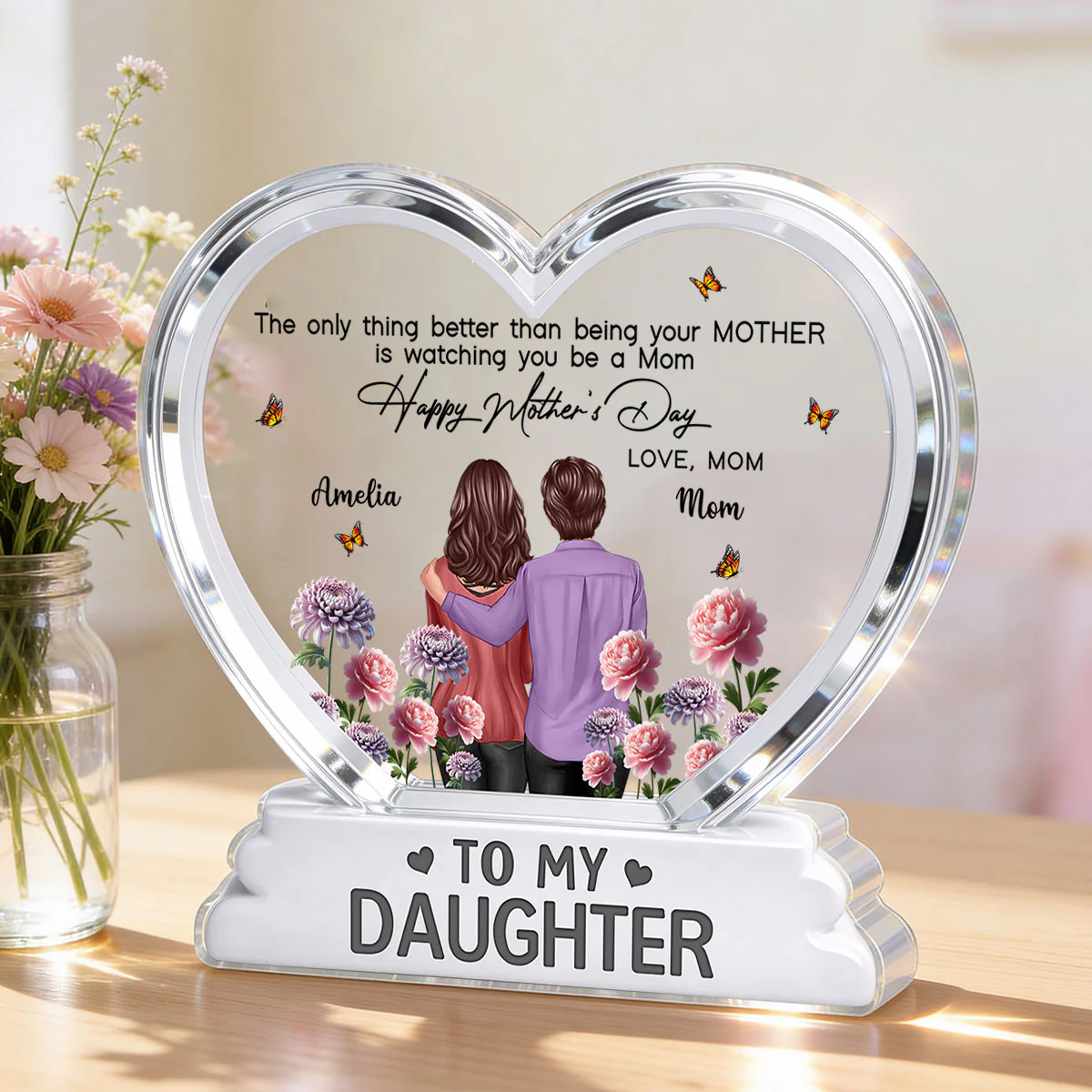 To My Daughter From Mom Happy Mother's Day Birth Flower 2D Flat - Personalized Acrylic Block Plaque - Image 11