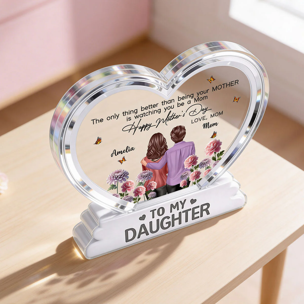 To My Daughter From Mom Happy Mother's Day Birth Flower 2D Flat - Personalized Acrylic Block Plaque - Image 12