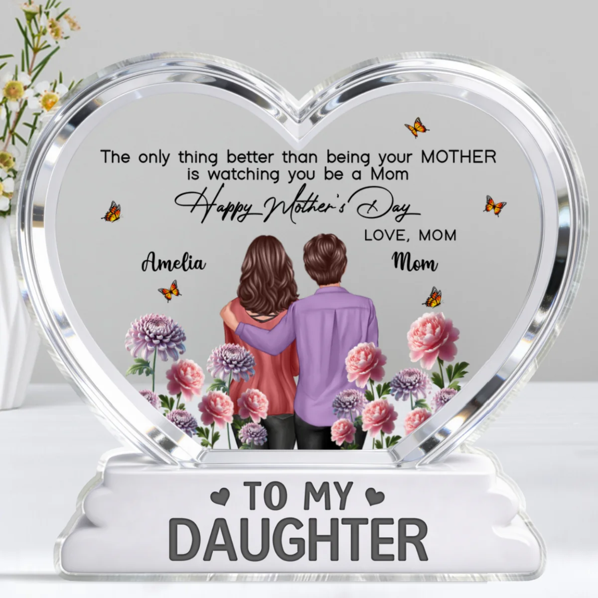 To My Daughter From Mom Happy Mother's Day Birth Flower 2D Flat - Personalized Acrylic Block Plaque - Image 13