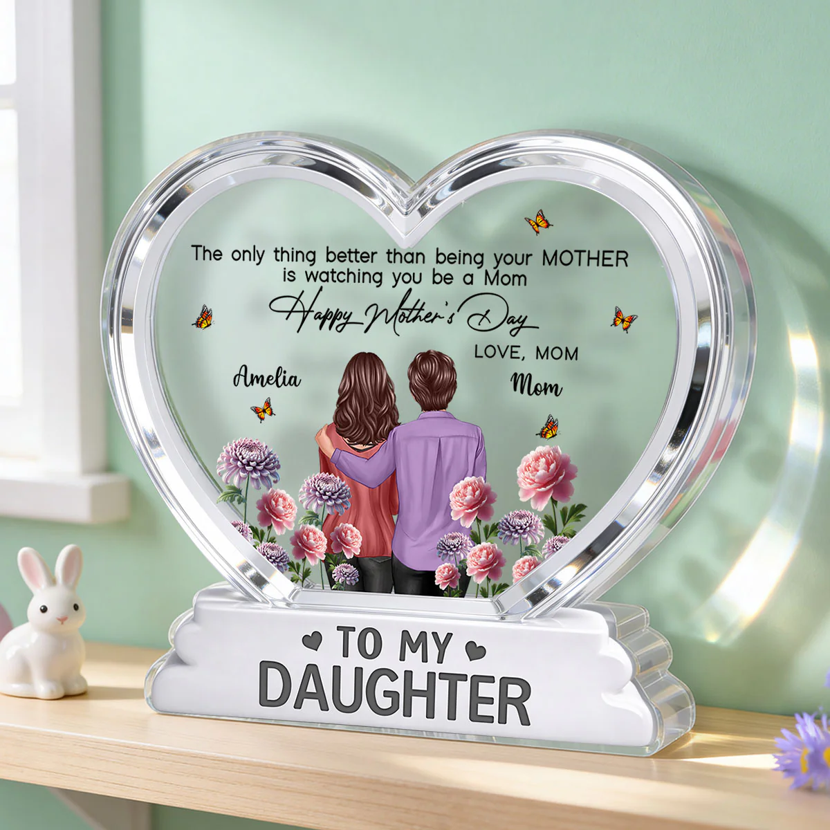 To My Daughter From Mom Happy Mother's Day Birth Flower 2D Flat - Personalized Acrylic Block Plaque - Image 4