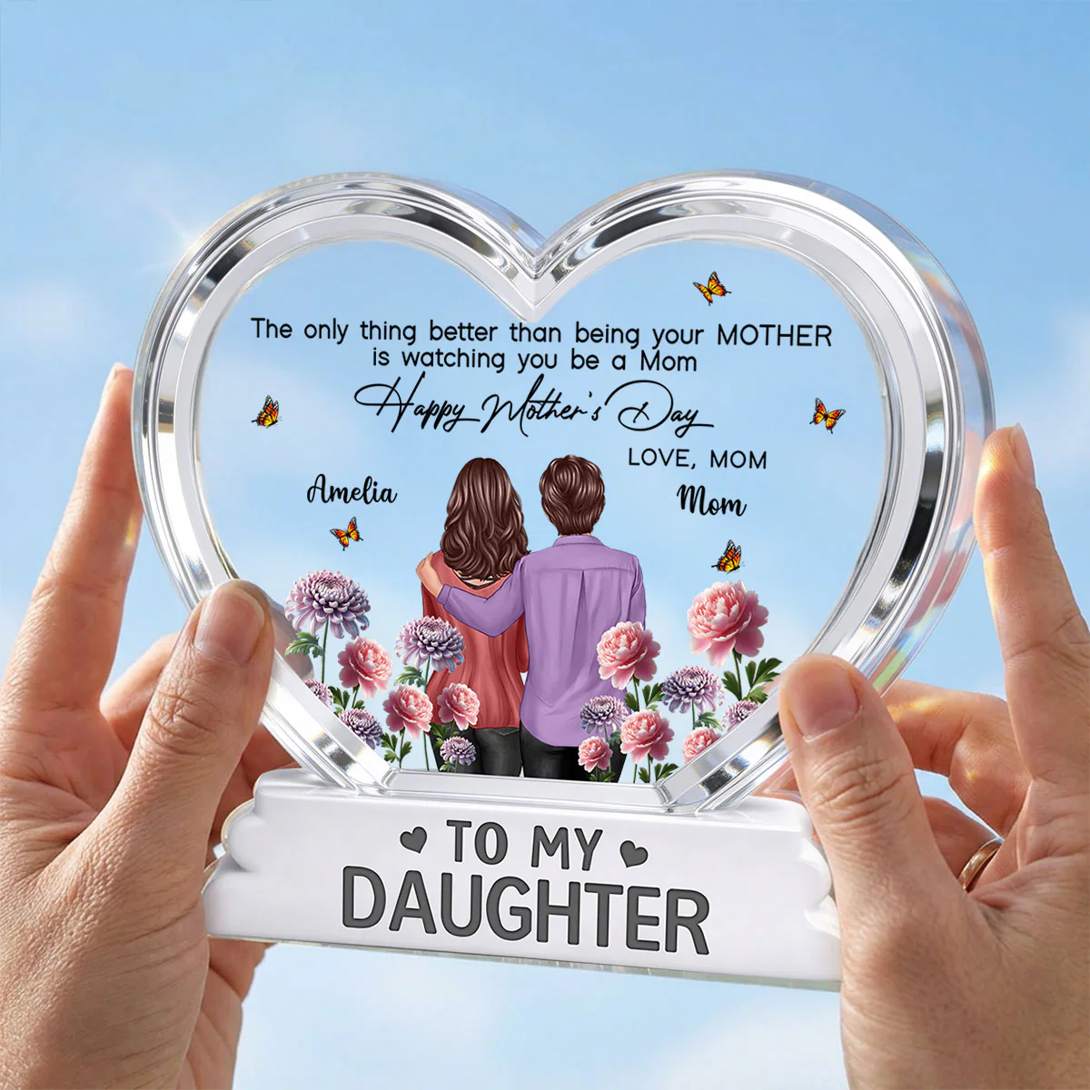 To My Daughter From Mom Happy Mother's Day Birth Flower 2D Flat - Personalized Acrylic Block Plaque - Image 5