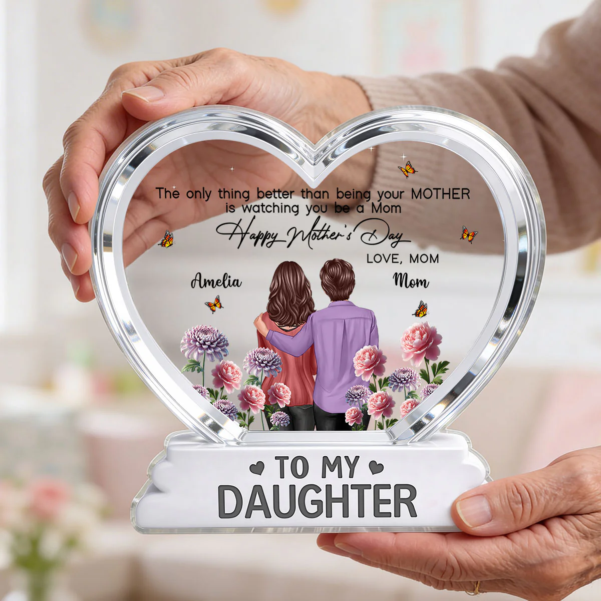 To My Daughter From Mom Happy Mother's Day Birth Flower 2D Flat - Personalized Acrylic Block Plaque - Image 7