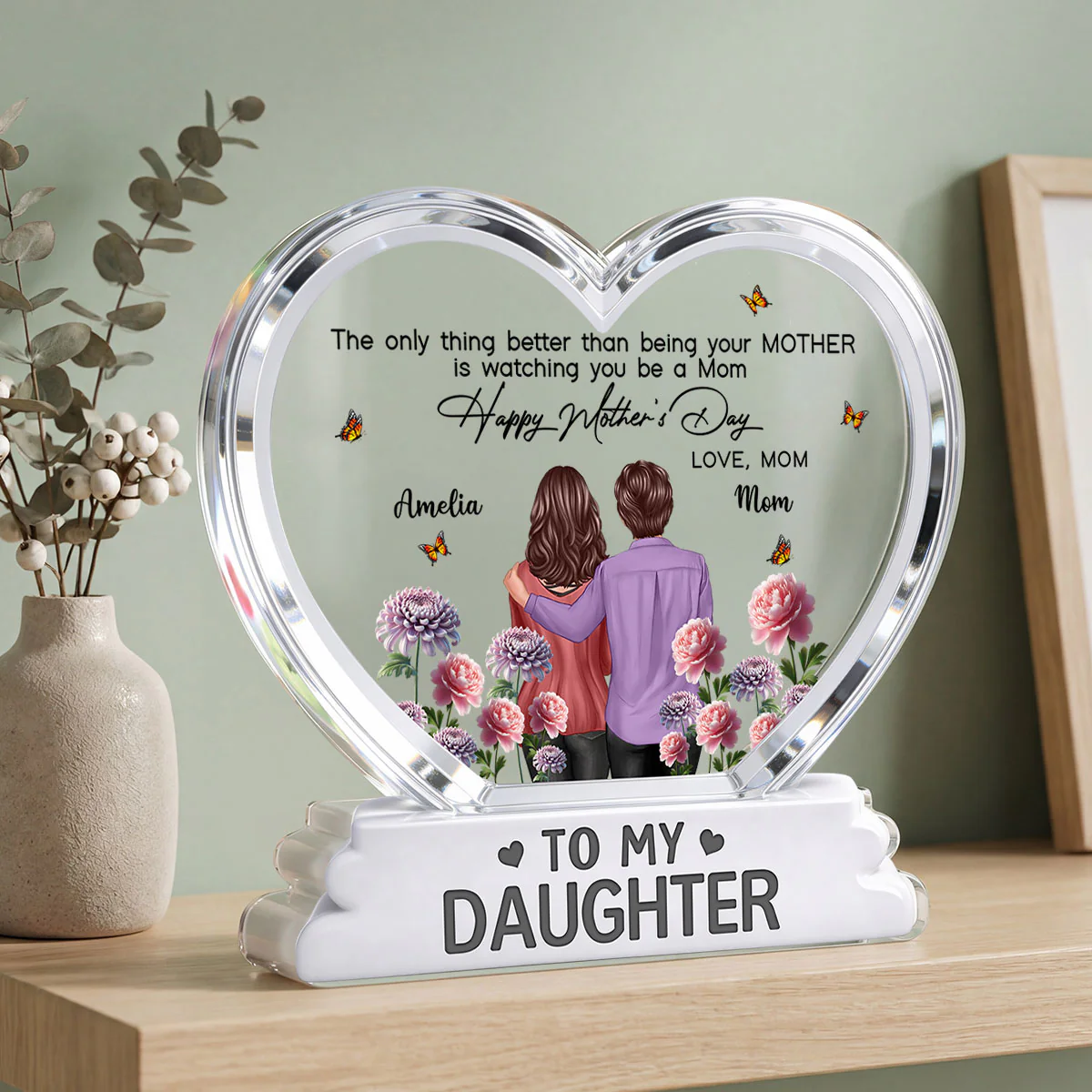 To My Daughter From Mom Happy Mother's Day Birth Flower 2D Flat - Personalized Acrylic Block Plaque - Image 8