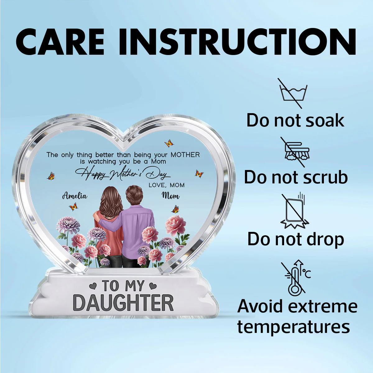 To My Daughter From Mom Happy Mother's Day Birth Flower 2D Flat - Personalized Acrylic Block Plaque - Image 9