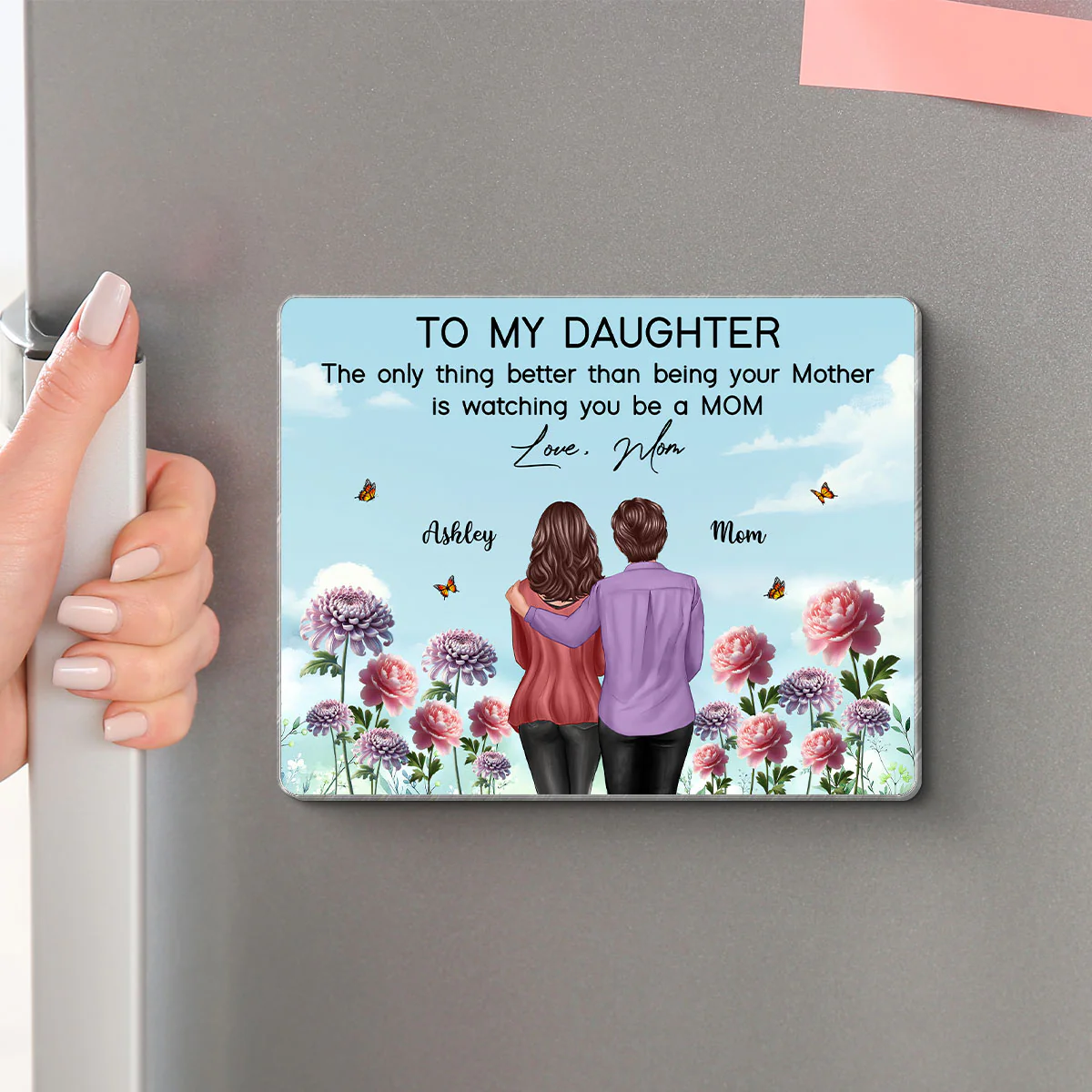 To My Daughter From Mom Happy Mother's Day Birth Flower Personalized Acrylic Fridge Magnet, Gift For Daughter