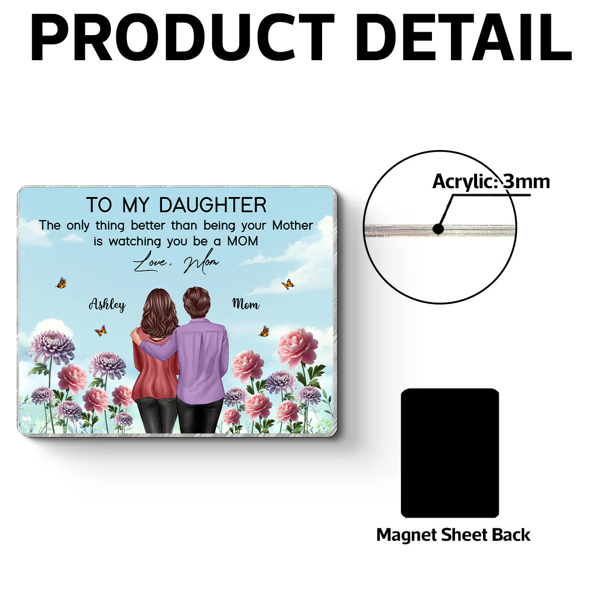 To My Daughter From Mom Happy Mother's Day Birth Flower Personalized Acrylic Fridge Magnet, Gift For Daughter - Image 7