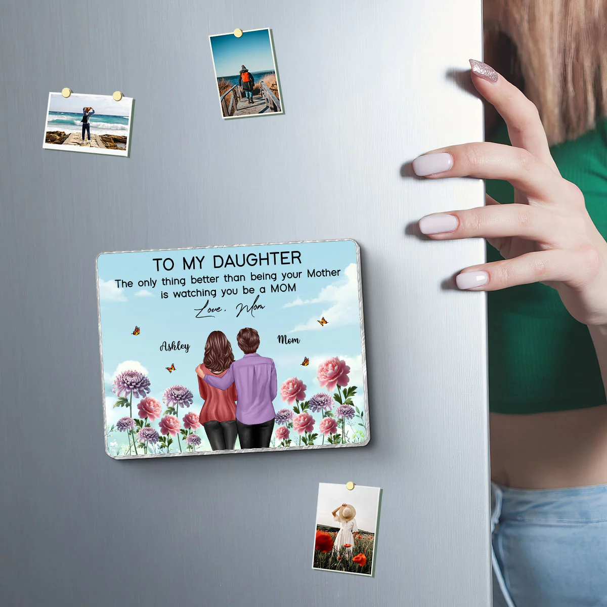 To My Daughter From Mom Happy Mother's Day Birth Flower Personalized Acrylic Fridge Magnet, Gift For Daughter - Image 9