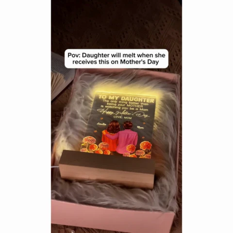 To My Daughter From Mom Happy Mother's Day Birth Flower Personalized Acrylic Plaque With LED Night Light, Gift For Daughter - Image 2
