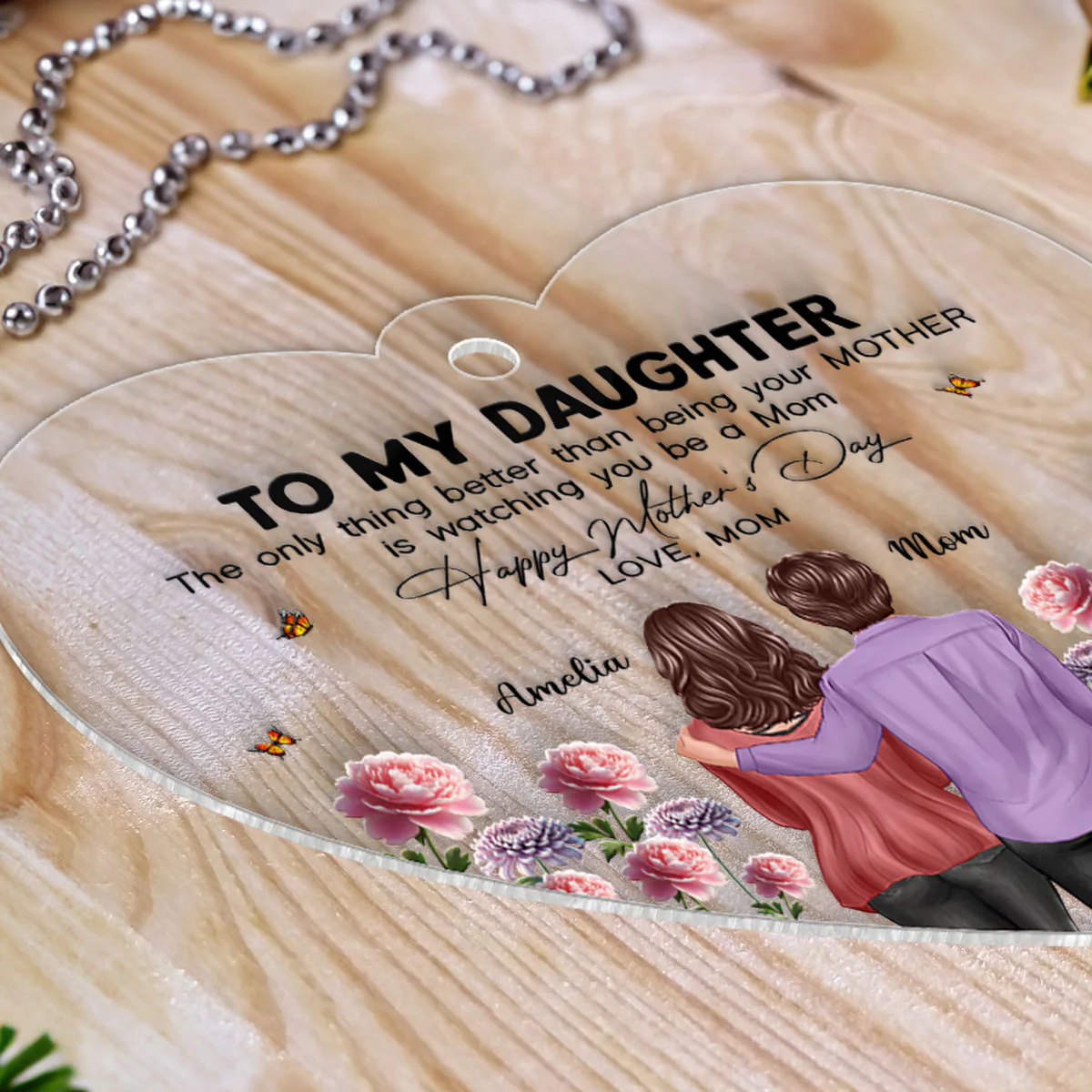 To My Daughter From Mom Happy Mother's Day Birth Flower Personalized Car Ornament, Gift For Daughter - Image 10