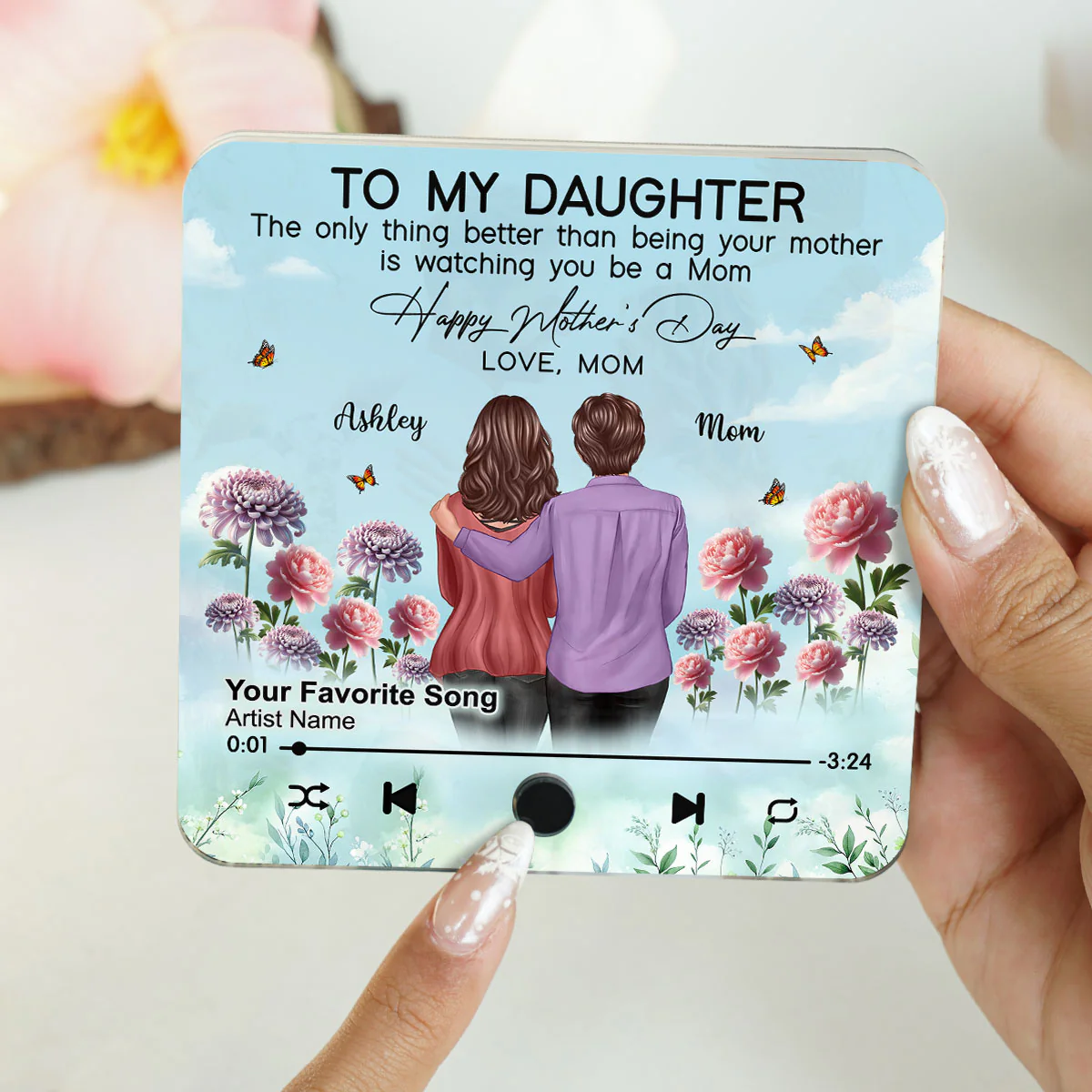 To My Daughter From Mom Happy Mother's Day Birth Flower Personalized Music Fridge Magnet, Gift For Daughter - Image 6