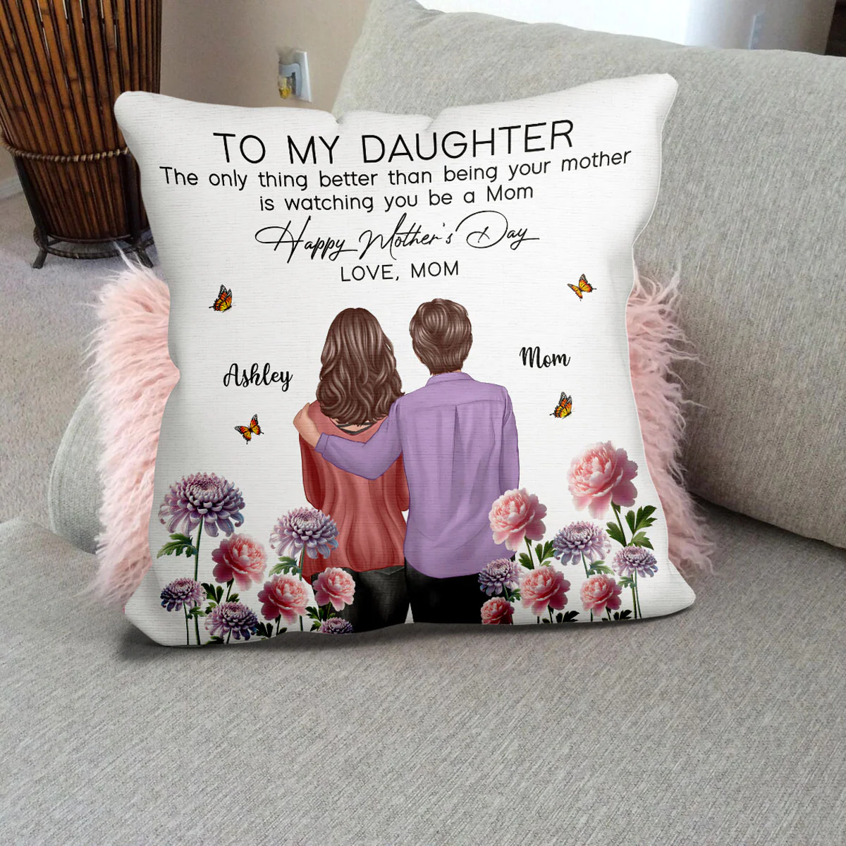To My Daughter From Mom Happy Mother's Day Birth Flower Personalized Pillow, Gift For Daughter - Image 7