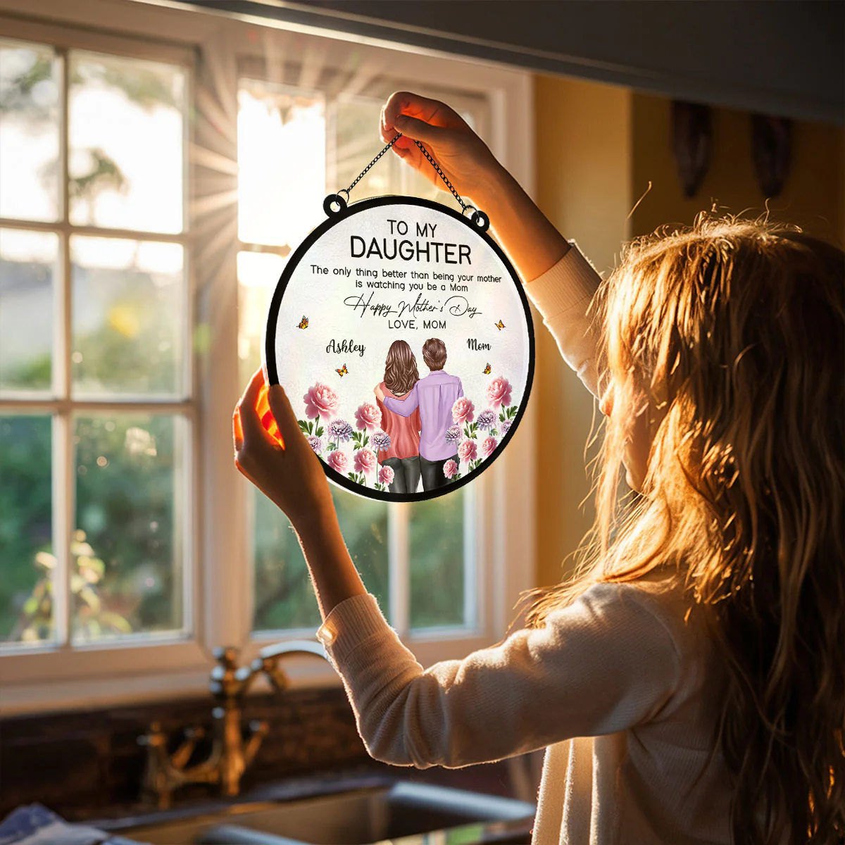 To My Daughter From Mom Happy Mother's Day Birth Flower Personalized Suncatcher, Gift For Daughter - Image 13