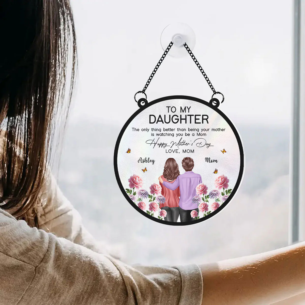 To My Daughter From Mom Happy Mother's Day Birth Flower Personalized Suncatcher, Gift For Daughter - Image 5